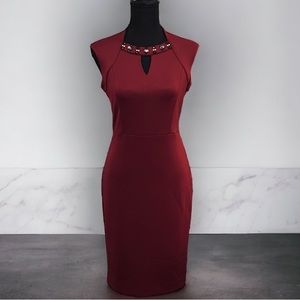 New York & Co Burgundy Sheath MIDI Dress